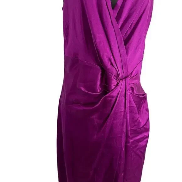 Temperley London 100% Silk Midi Sheath Dress‎ Purple 6 Formal Classic Designer - Picture 4 of 10